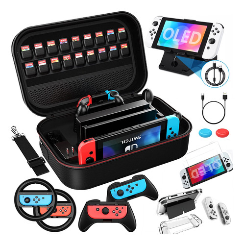 Kit De Accesorios Con Estuche Para Nintendo Switch Oled 12n1