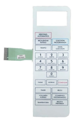 Imagen 2 de 3 de Frente Membrana Teclado Microondas Compatible Con Bgh 16650