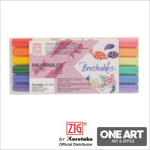 Set Marcadores Zig Punta Pincel Brushables Surtidos X12