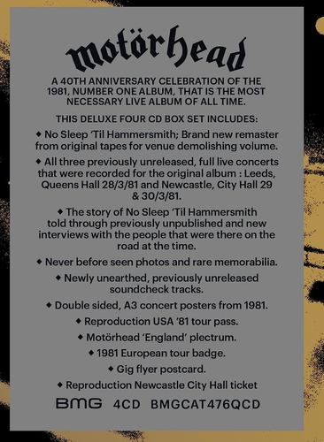 Motörhead No Sleep 'til Hammersmith (40th Anniversary 4 Cds)