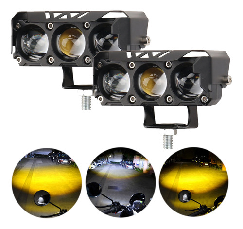2 Faros Led Estrobo Bicolor 4 Modos Metal 180w Aux Moto F14