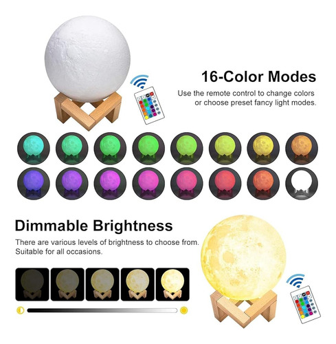 Lámpara De Luna Lámpara De Galaxia 5.9 Pulgadas 16 Colores L