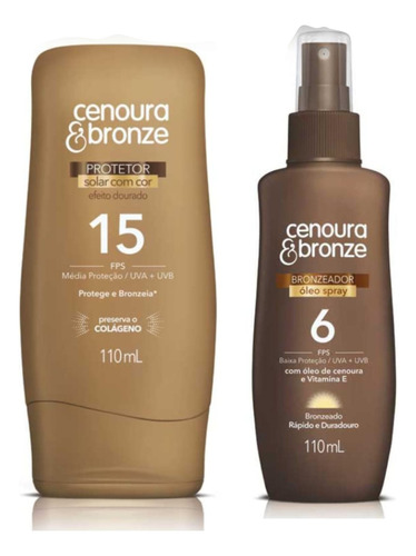 Kit Cenoura & Bronze Óleo Bronzeador Fps 6+ Prot Solar Fps15