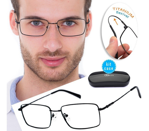 Armação Titânium Oculos Flexível Og 3066-c Aro Fechado Leve