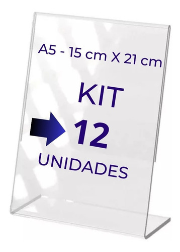 Display Acrílico Buffet A5 L 15x21  Mesas Kit 12 Unidades