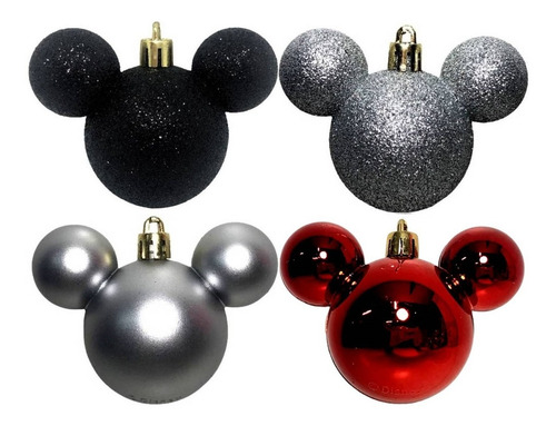 Imagem 2 de 4 de Kit 12 Bolas Enfeites Árvore De Natal Mickey Original Disney