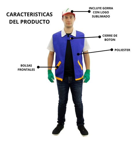 Imagen 3 de 9 de Disfraz Ash Ketchum Pokemon Adulto Deluxe