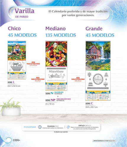 100 Calendario Len De Varilla Chico Cromo + Santoral Anli