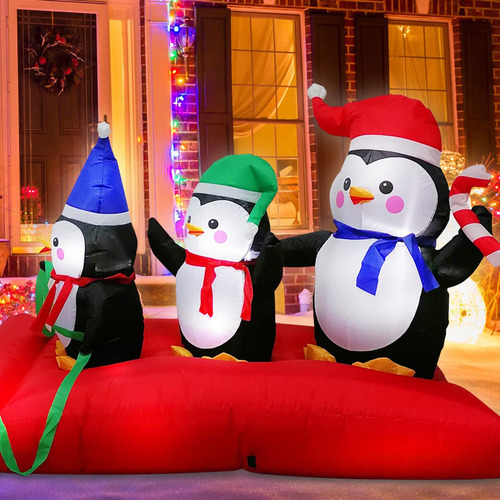 Pingüino Decoraciones Inflables De Navidad Ilumina La