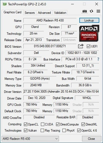 Imagen 7 de 7 de Tarjeta De Video Amd Radeon R5 430 2gb Gddr5 Grafica