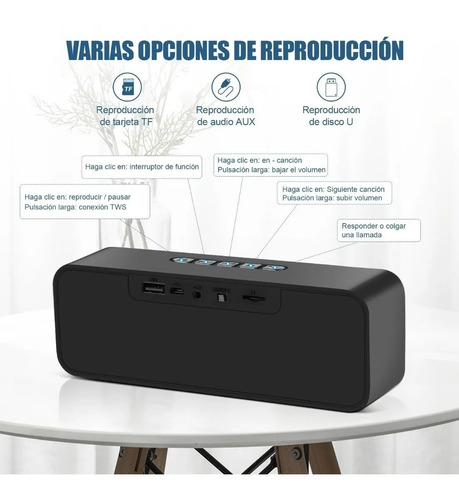 Imagen 6 de 10 de Bocina Bluetooth 5.0 Portátil Altavoces Portátiles Duales