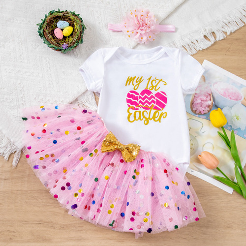 Conjunto De Vestido TutĂș De Lunares Con Dibujos Animados De
