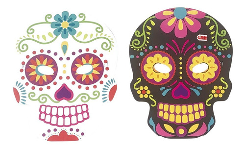 Antifaz Calavera Calaca Mexicana X 6 - Ciudad Cotillón 