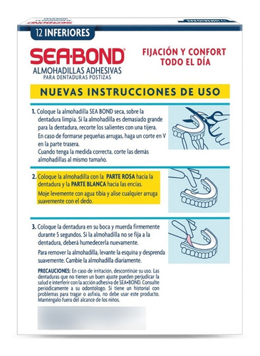 Sea Bond Almohadillas Adhesivas Inferiores 12 Pz 6-pack