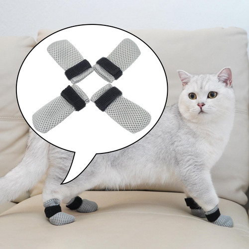 4 Uds. Cubre Pies Para Mascotas, Botas Para Gatos, Gris M