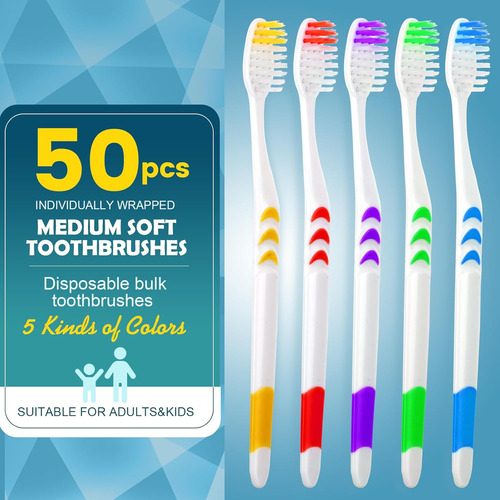 Navona Paquete De 50 Cepillos De Dientes A Granel Envuelt...