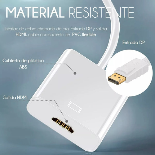 Cable Conector Convertidor Displayport Macho A Hdmi Hembra