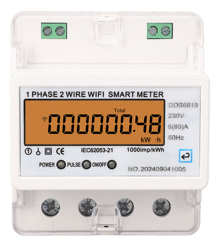 Medidor De Energia Wifi Monofásico De 2 Fios App Com Control