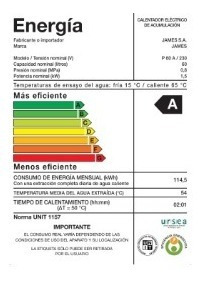 Imagen 2 de 3 de Calefon Termotanque James 60 Lts Poliuretano Inyectado - Ltc