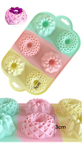 Molde Silicona X6 Minis Savarín Gelatina Postres Rosca Flan Degrade