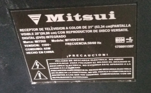 Imagen 4 de 4 de Tv Mitsui 21 Con Dvd