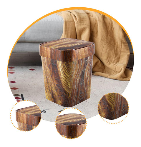 Imitación De Madera Basura Puede Basura De Basura Cesta De