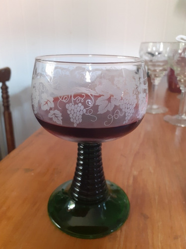 Copas Antiguas De Vidrio Labradas Vintage De Vino 2 Unidades