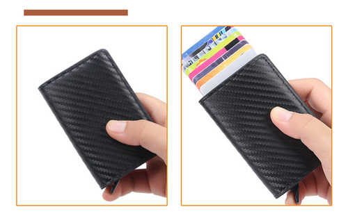 Tarjetero Plegable Automático Antirrobo De Pu