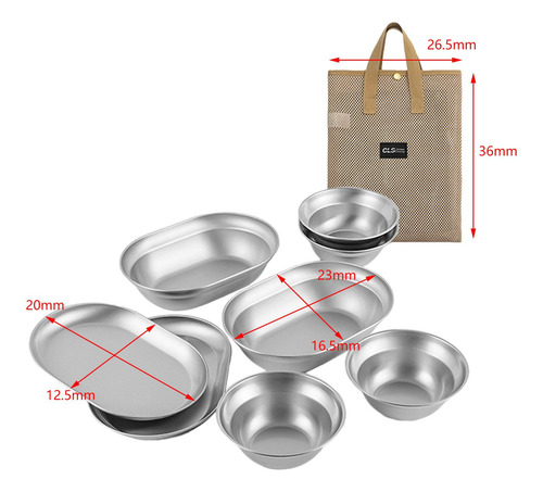 Juego De Platos Y Tazones De Acero Inoxidable, Utensilios
