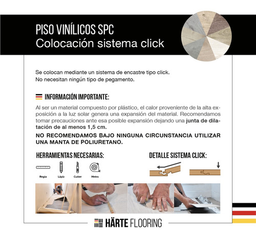 Piso Vinilico Spc 5mm + 1mm Alto Transito Click Madera