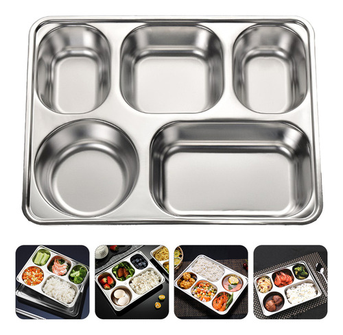 Bandeja Rectangular Dividida Con Compartimentos Para Comida