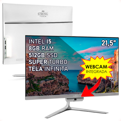 Computador All In One I5 8gb Ssd 512gb Tela 21.5 Full Hd Cor Branco 127/220v
