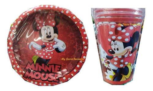 Mimi Mouse Roja Minnie Mix 20 Pza 10 Platos Pastel 10 Vasos