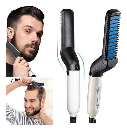 Cepillo Alisador Eléctrico Para Hombres De Barba Y Cabello