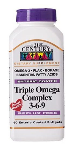 21 Siglo Omega 3-6-9 Entérica Complejo Coated 90 Cápsulas Bl