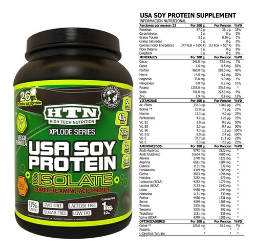 Imagen 2 de 7 de Soy Protein 1 Kg Pulver + Soy Protein Htn 1 Kg Con Carnitina
