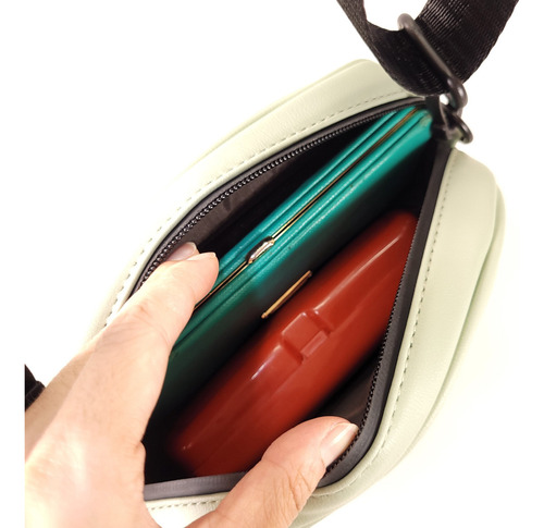 Bolsa Feminina Oval Compacta Com Alça Transversal Versátil Desenho Do Tecido Green