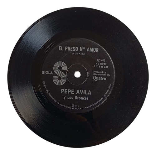 Vinilo Single De Pepe Avila Y Los Bronces - El Amante ( H103 (Usado)
