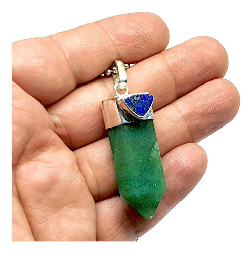 Imagen 4 de 4 de Dije De Punta De Jade Y Lapislázuli Con Plata
