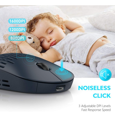 Rapique Ratón Inalámbrico Tipo C, Ratón Bluetooth Silencioso