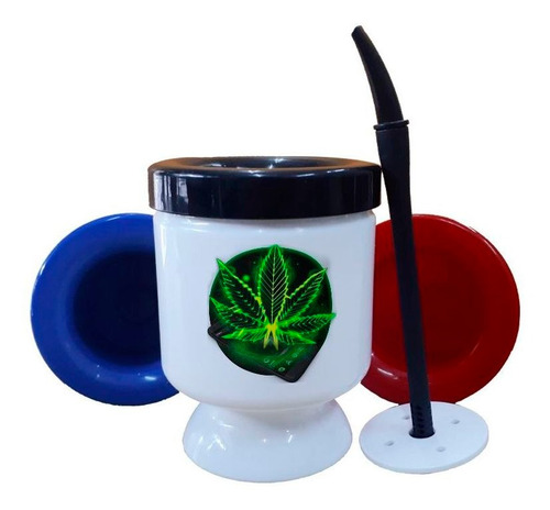 Mate Plastico Hoja Cannabis Celular Verde