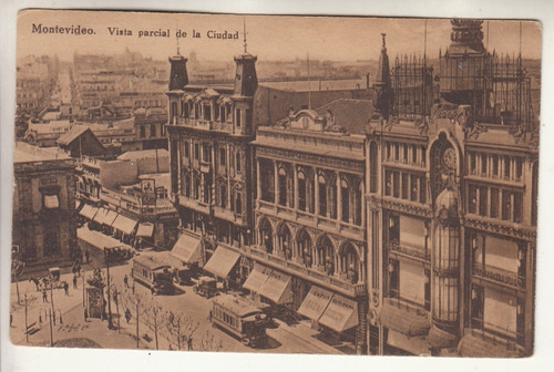 1926 Postal Vista Parcial De Montevideo Fkl 278 Con Tranvias