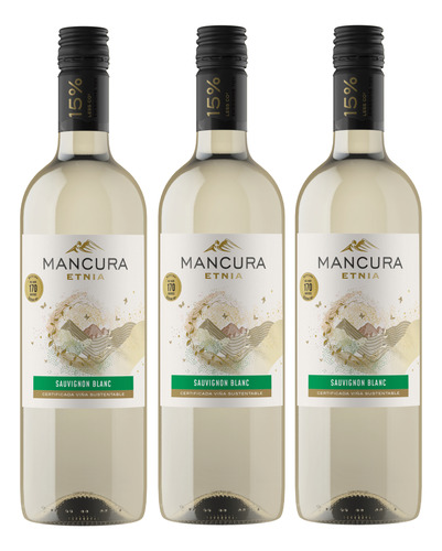 Vinho Mancura Etnia Sauvignon Blanc 750 Ml Kit 3 Un