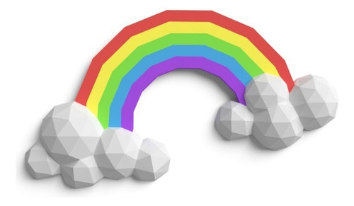 Nube Y Arcoiris Papercraft Lowpoly Plantillas Para Armar 