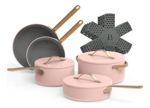 Batería De Cocina Beautiful By Drew 12pzs Libre De Pfoa,pfos Rosa