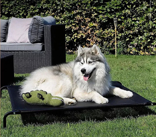 Catre Cama Camita Perro Gato Mediana Cucha Mascotas Reforzada Color Negro Diseño Catre 102x69x21cm Els Pet Tela Respirable Hasta 60kg