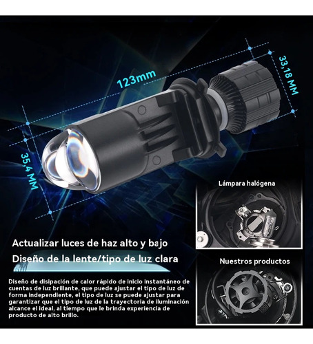 Par De Faros Led Mini Lupa H4 Proyector Para Coches Y Motos