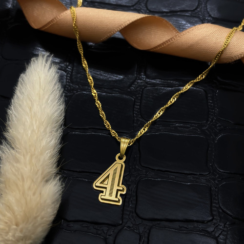 Cadena Y Dije Números Oro 18k 4 - Cuatro 40 Cm