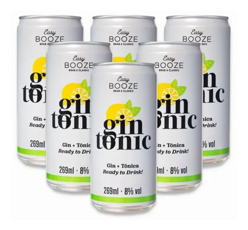 Imagem 1 de 3 de 6x Drink Pronto Easy Booze Gin+tônica 269ml