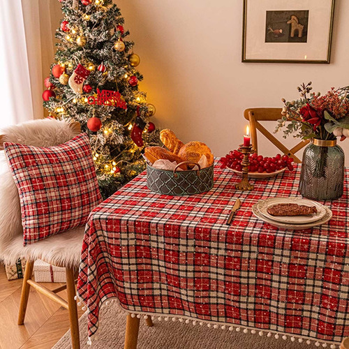 Mantel R De Lino A Cuadros, Verde Navideño, W 9004